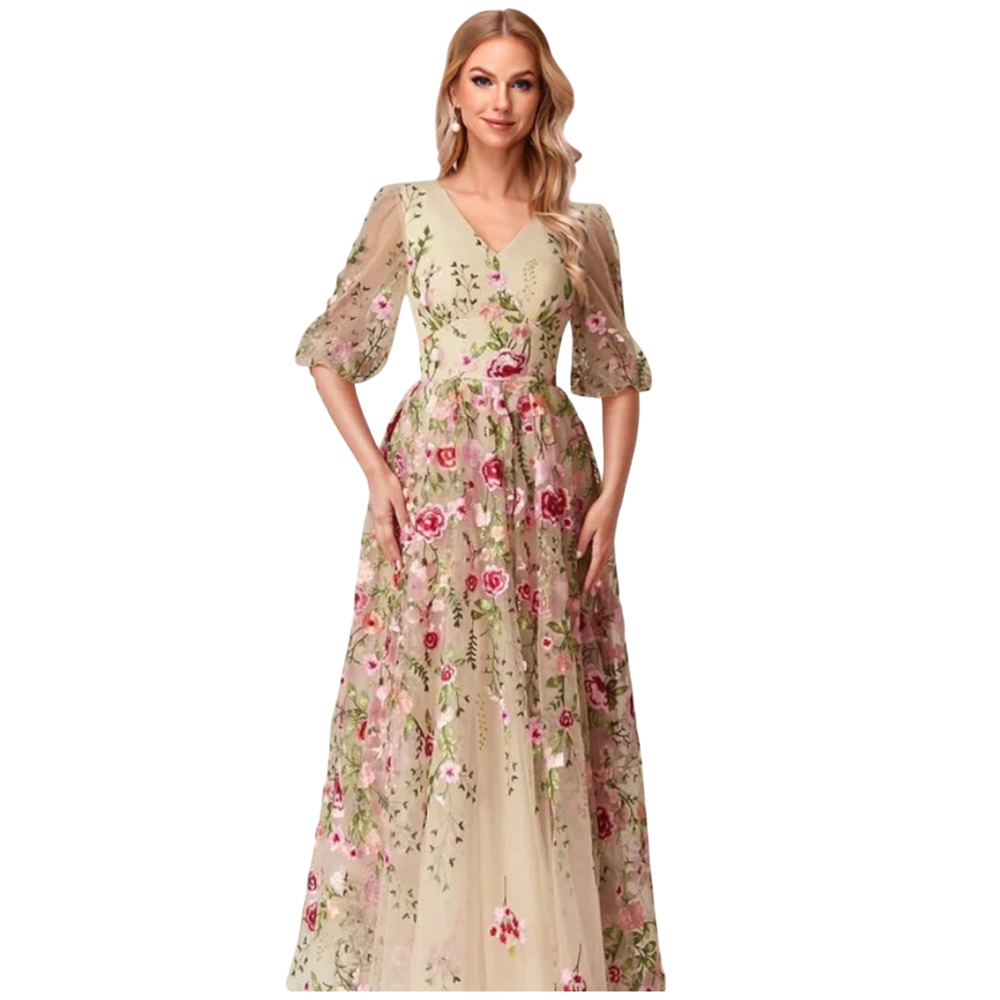 AW Breezy Dress Tulle Ankle Length Floral Embroidered Dress Sz 10 NWT #5